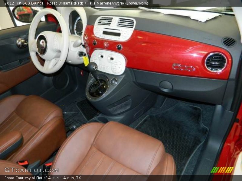 Rosso Brillante (Red) / Pelle Marrone/Avorio (Brown/Ivory) 2012 Fiat 500 Lounge