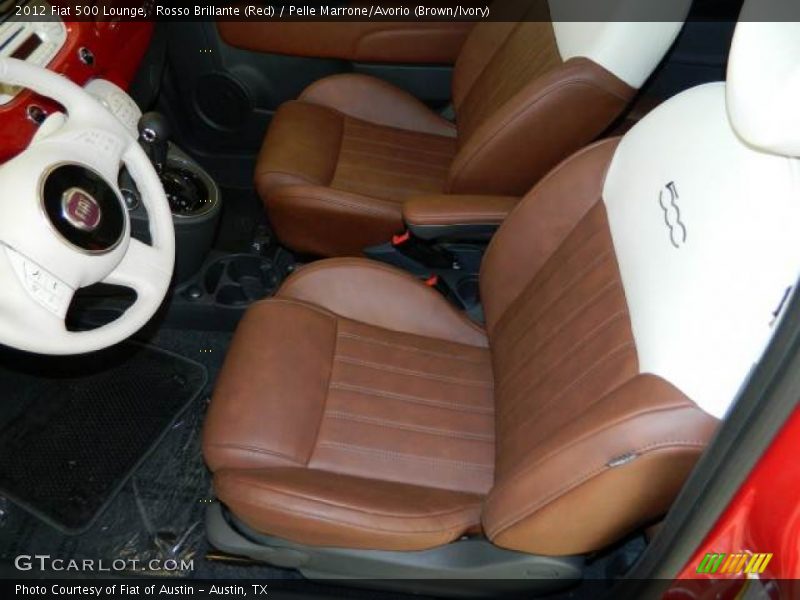 Rosso Brillante (Red) / Pelle Marrone/Avorio (Brown/Ivory) 2012 Fiat 500 Lounge