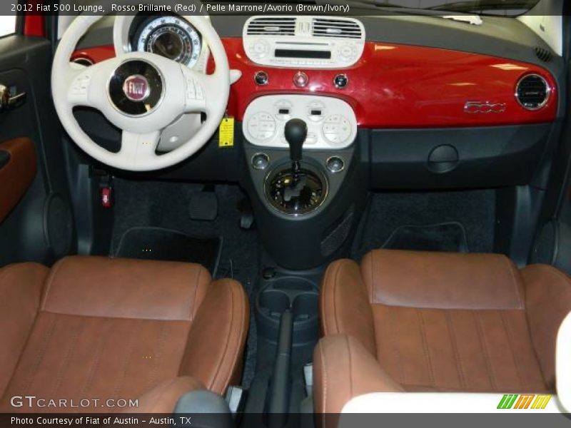 Rosso Brillante (Red) / Pelle Marrone/Avorio (Brown/Ivory) 2012 Fiat 500 Lounge