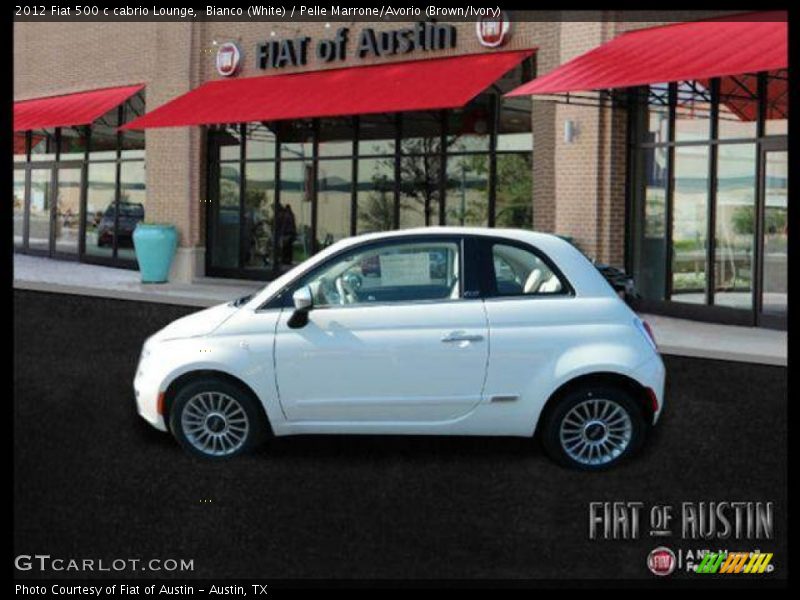 Bianco (White) / Pelle Marrone/Avorio (Brown/Ivory) 2012 Fiat 500 c cabrio Lounge