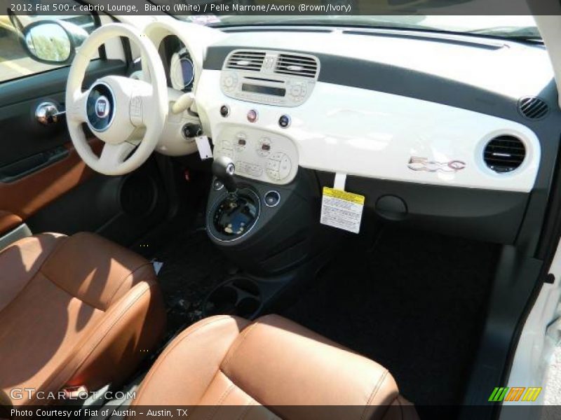 Bianco (White) / Pelle Marrone/Avorio (Brown/Ivory) 2012 Fiat 500 c cabrio Lounge