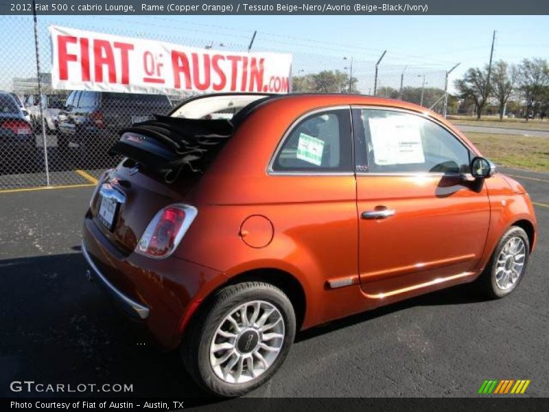 Rame (Copper Orange) / Tessuto Beige-Nero/Avorio (Beige-Black/Ivory) 2012 Fiat 500 c cabrio Lounge