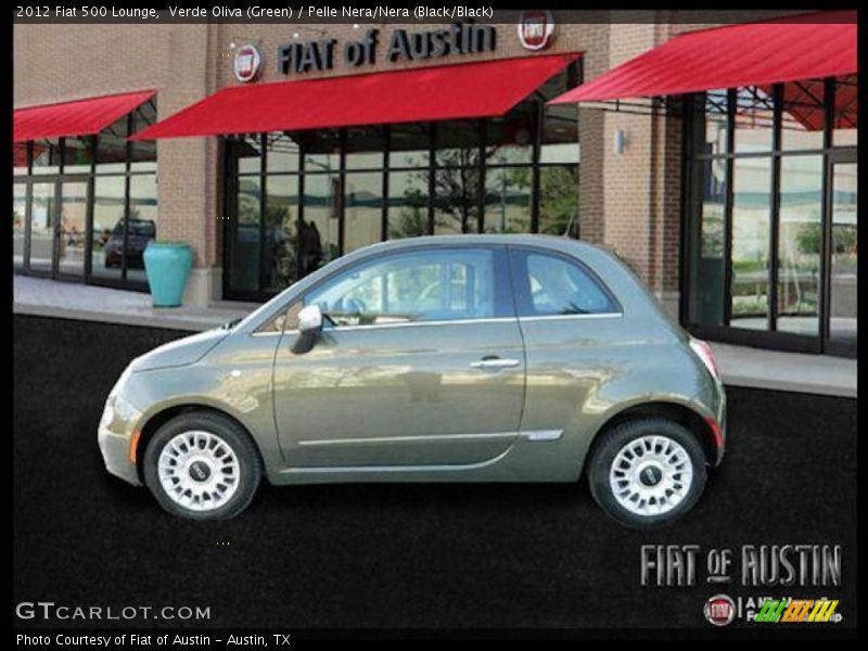 Verde Oliva (Green) / Pelle Nera/Nera (Black/Black) 2012 Fiat 500 Lounge