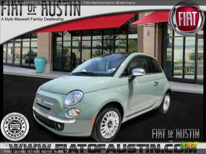 Verde Chiaro (Light Green) / Pelle Marrone/Avorio (Brown/Ivory) 2012 Fiat 500 Lounge