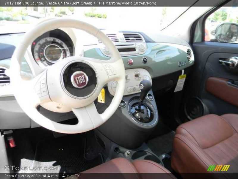 Verde Chiaro (Light Green) / Pelle Marrone/Avorio (Brown/Ivory) 2012 Fiat 500 Lounge