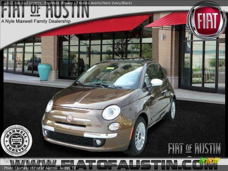 Espresso (Brown) / Tessuto Avorio/Nero (Ivory/Black) 2012 Fiat 500 Lounge