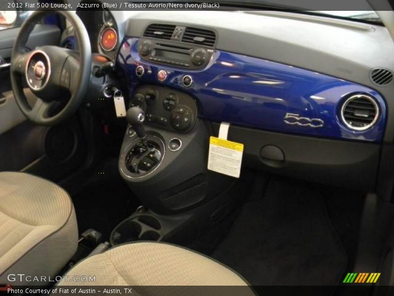 Azzurro (Blue) / Tessuto Avorio/Nero (Ivory/Black) 2012 Fiat 500 Lounge