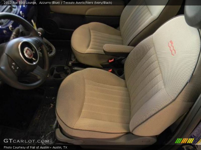 Azzurro (Blue) / Tessuto Avorio/Nero (Ivory/Black) 2012 Fiat 500 Lounge