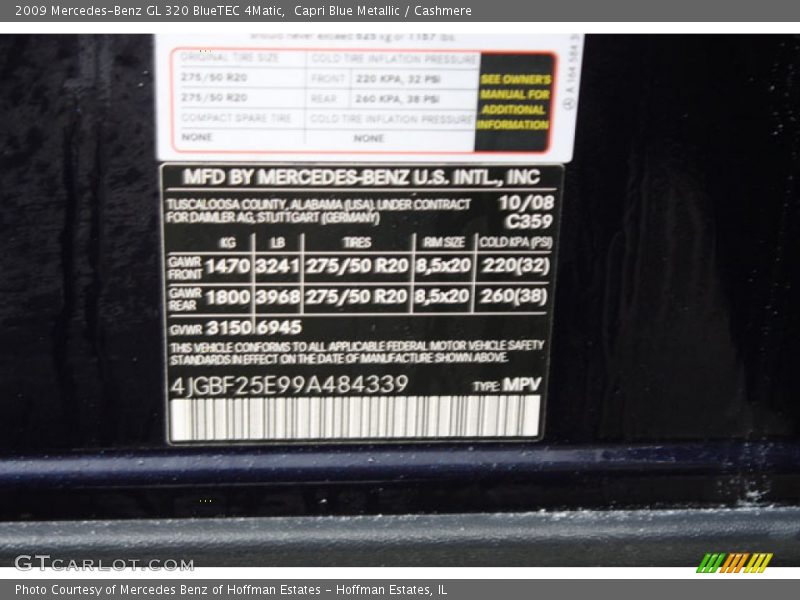 Capri Blue Metallic / Cashmere 2009 Mercedes-Benz GL 320 BlueTEC 4Matic