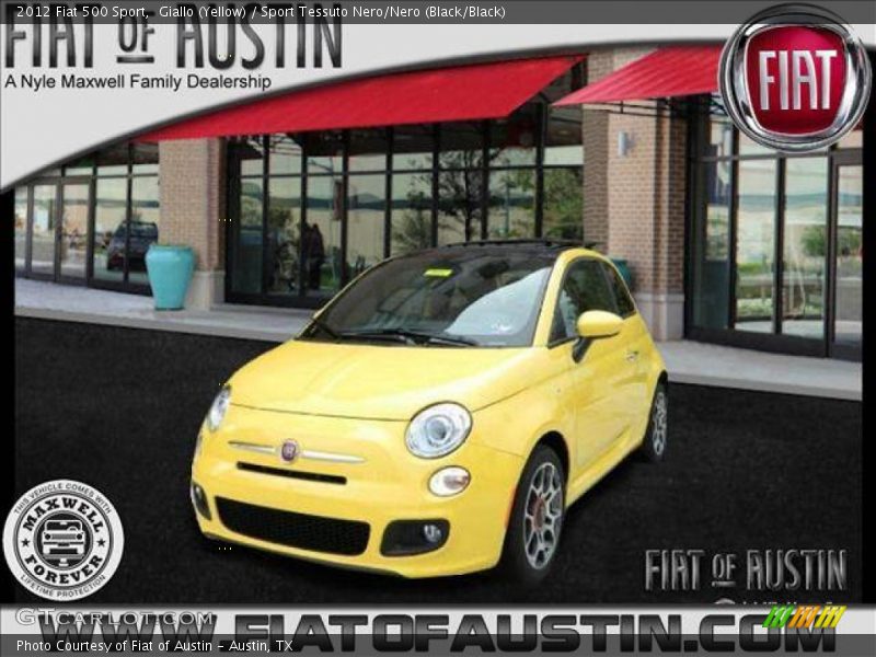 Giallo (Yellow) / Sport Tessuto Nero/Nero (Black/Black) 2012 Fiat 500 Sport