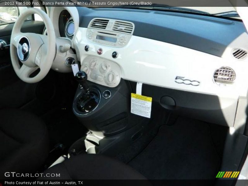 Bianco Perla (Pearl White) / Tessuto Grigio/Nero (Grey/Black) 2012 Fiat 500 Pop