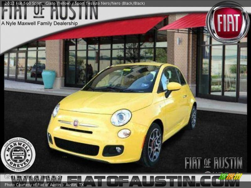 Giallo (Yellow) / Sport Tessuto Nero/Nero (Black/Black) 2012 Fiat 500 Sport