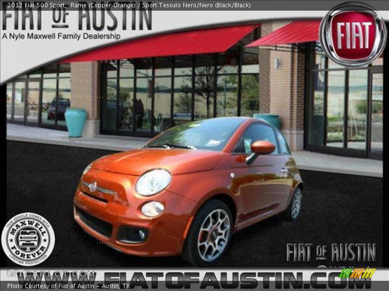 Rame (Copper Orange) / Sport Tessuto Nero/Nero (Black/Black) 2012 Fiat 500 Sport