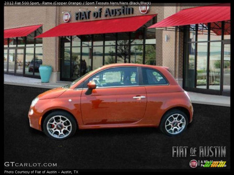 Rame (Copper Orange) / Sport Tessuto Nero/Nero (Black/Black) 2012 Fiat 500 Sport
