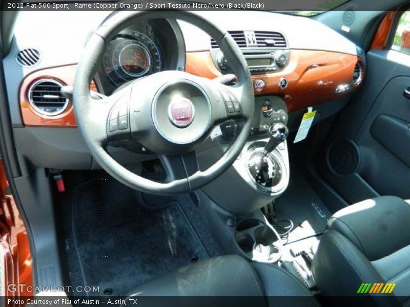 Rame (Copper Orange) / Sport Tessuto Nero/Nero (Black/Black) 2012 Fiat 500 Sport