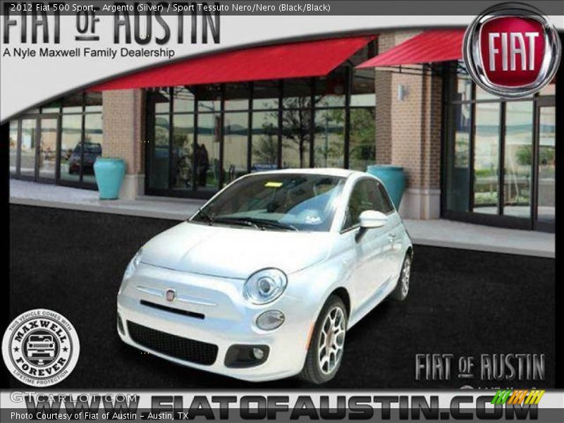 Argento (Silver) / Sport Tessuto Nero/Nero (Black/Black) 2012 Fiat 500 Sport