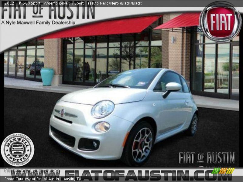 Argento (Silver) / Sport Tessuto Nero/Nero (Black/Black) 2012 Fiat 500 Sport