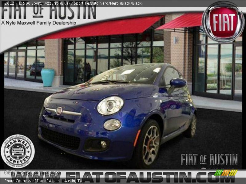 Azzurro (Blue) / Sport Tessuto Nero/Nero (Black/Black) 2012 Fiat 500 Sport