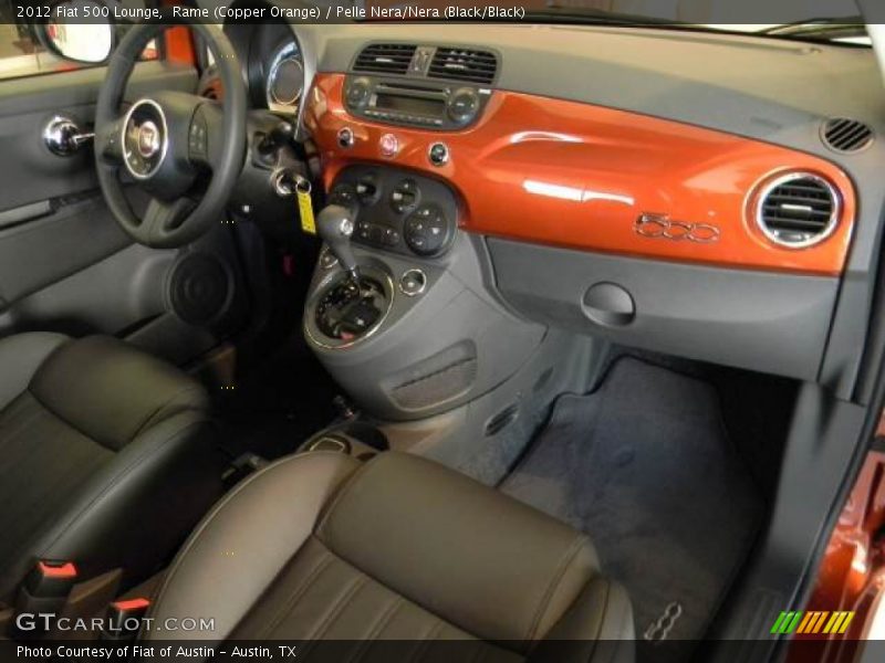 Rame (Copper Orange) / Pelle Nera/Nera (Black/Black) 2012 Fiat 500 Lounge