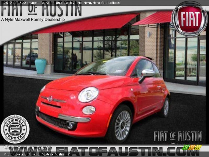 Rosso Brillante (Red) / Pelle Nera/Nera (Black/Black) 2012 Fiat 500 Lounge
