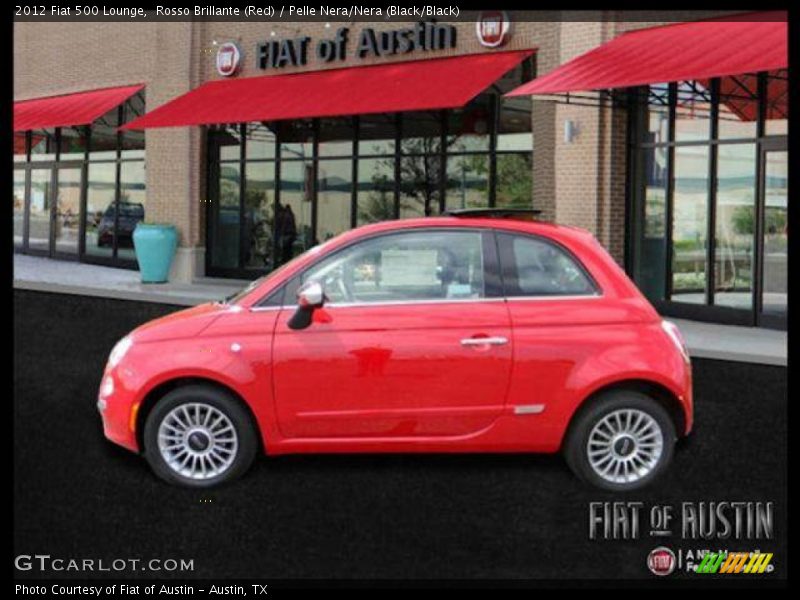 Rosso Brillante (Red) / Pelle Nera/Nera (Black/Black) 2012 Fiat 500 Lounge