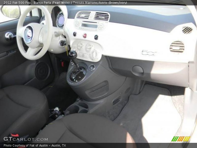 Bianco Perla (Pearl White) / Tessuto Marrone/Avorio (Brown/Ivory) 2012 Fiat 500 Pop