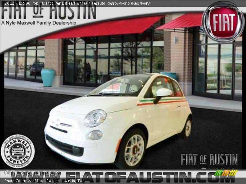 Bianco Perla (Pearl White) / Tessuto Rosso/Avorio (Red/Ivory) 2012 Fiat 500 Pop