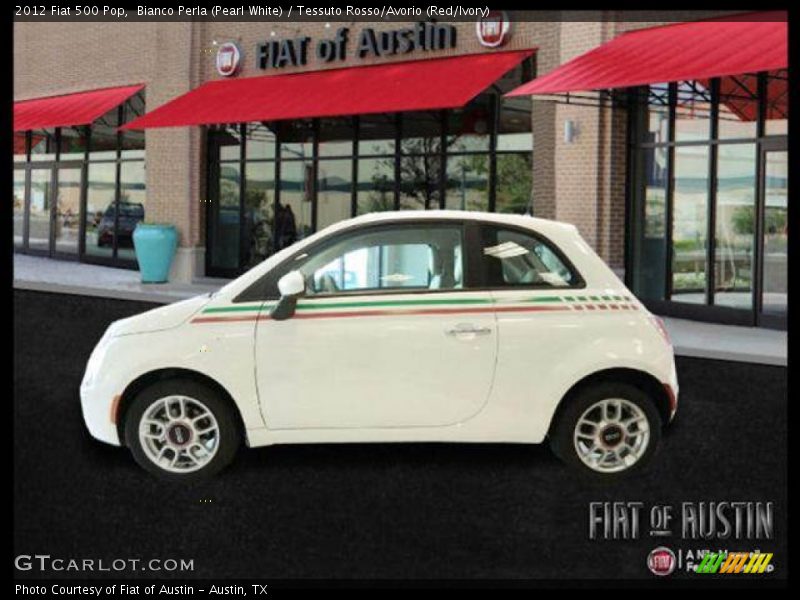 Bianco Perla (Pearl White) / Tessuto Rosso/Avorio (Red/Ivory) 2012 Fiat 500 Pop