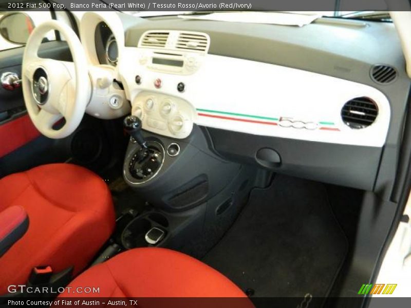 Bianco Perla (Pearl White) / Tessuto Rosso/Avorio (Red/Ivory) 2012 Fiat 500 Pop