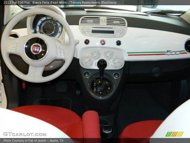 Bianco Perla (Pearl White) / Tessuto Rosso/Avorio (Red/Ivory) 2012 Fiat 500 Pop