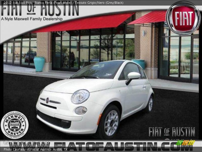 Bianco Perla (Pearl White) / Tessuto Grigio/Nero (Grey/Black) 2012 Fiat 500 Pop