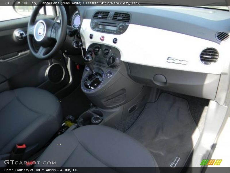 Bianco Perla (Pearl White) / Tessuto Grigio/Nero (Grey/Black) 2012 Fiat 500 Pop