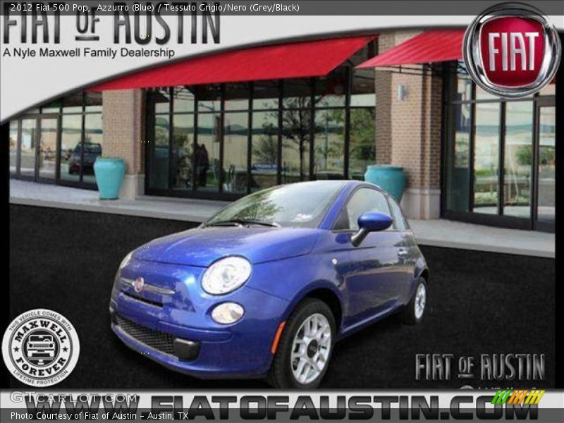 Azzurro (Blue) / Tessuto Grigio/Nero (Grey/Black) 2012 Fiat 500 Pop