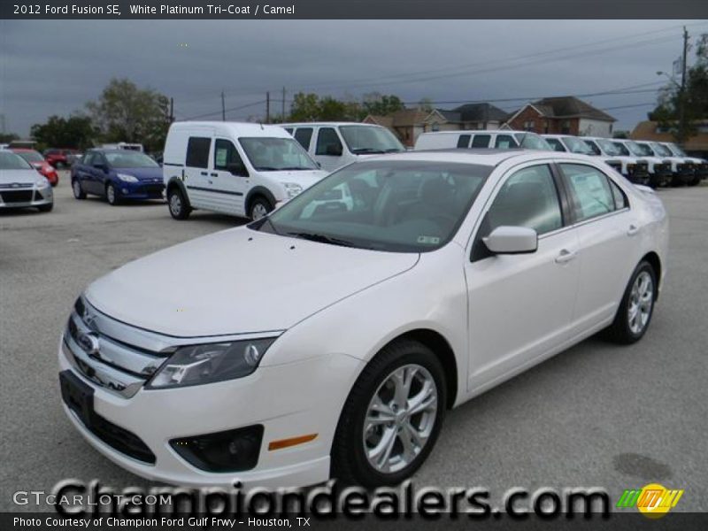White Platinum Tri-Coat / Camel 2012 Ford Fusion SE