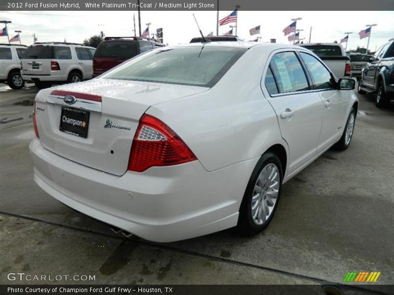 White Platinum Tri-Coat / Medium Light Stone 2012 Ford Fusion Hybrid