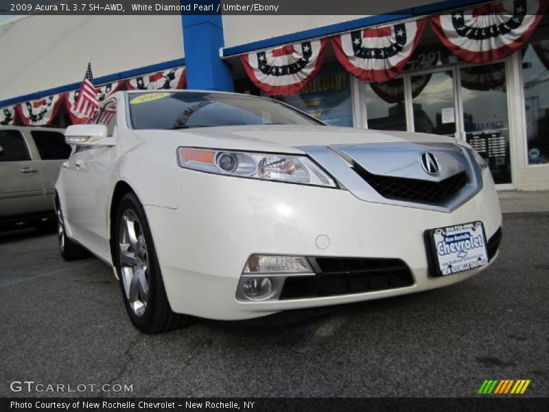 White Diamond Pearl / Umber/Ebony 2009 Acura TL 3.7 SH-AWD