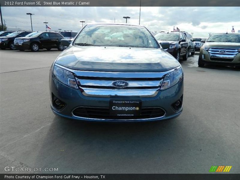 Steel Blue Metallic / Camel 2012 Ford Fusion SE