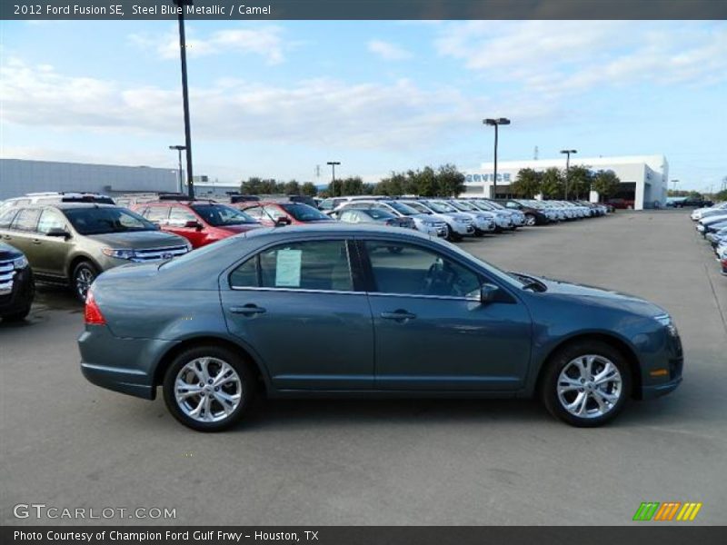 Steel Blue Metallic / Camel 2012 Ford Fusion SE