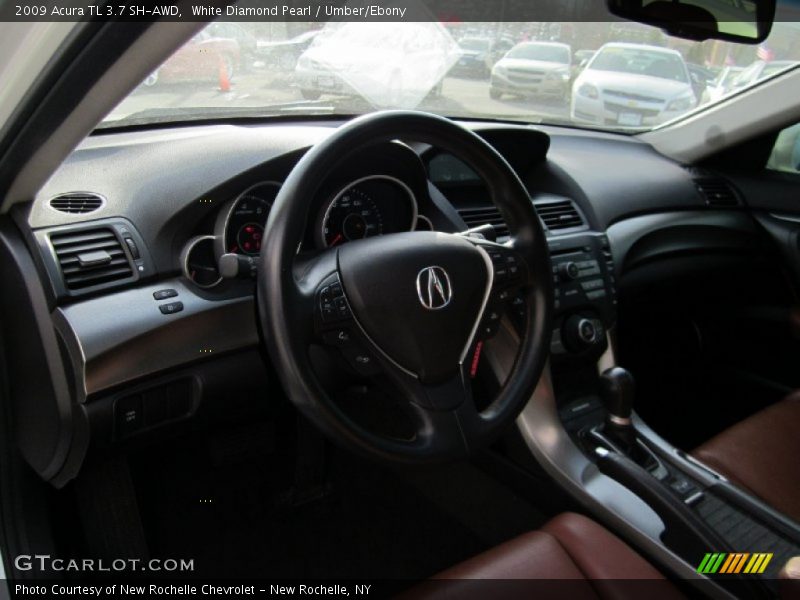 White Diamond Pearl / Umber/Ebony 2009 Acura TL 3.7 SH-AWD