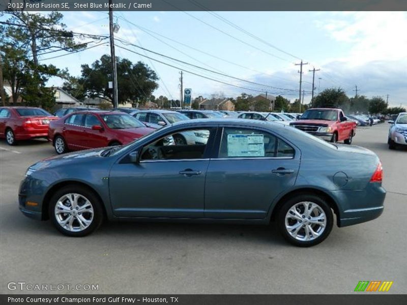 Steel Blue Metallic / Camel 2012 Ford Fusion SE