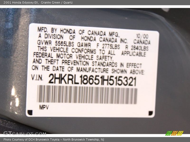 Granite Green / Quartz 2001 Honda Odyssey EX