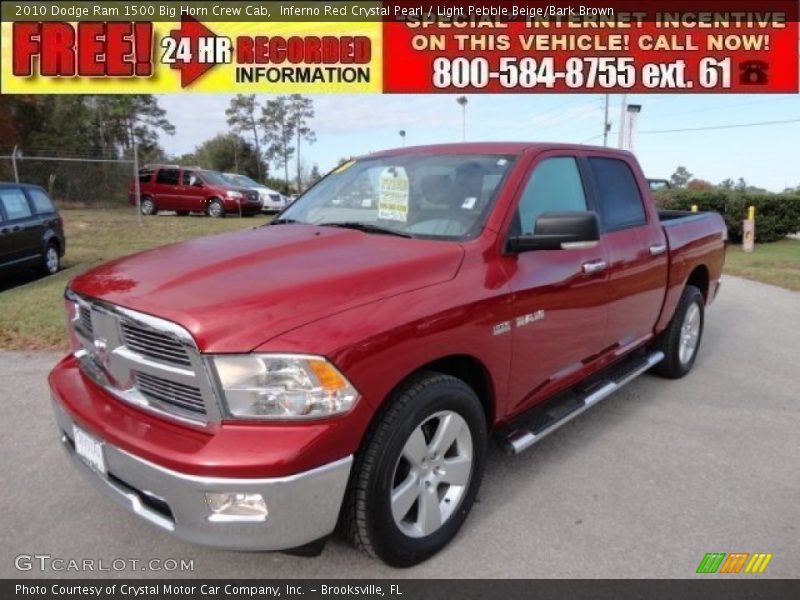 Inferno Red Crystal Pearl / Light Pebble Beige/Bark Brown 2010 Dodge Ram 1500 Big Horn Crew Cab