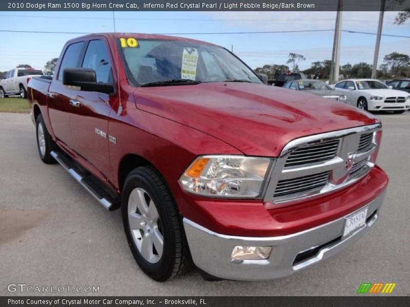 Inferno Red Crystal Pearl / Light Pebble Beige/Bark Brown 2010 Dodge Ram 1500 Big Horn Crew Cab