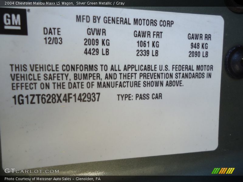 Silver Green Metallic / Gray 2004 Chevrolet Malibu Maxx LS Wagon