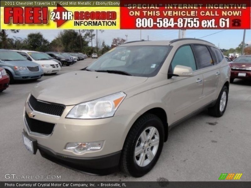 Gold Mist Metallic / Ebony/Ebony 2011 Chevrolet Traverse LT