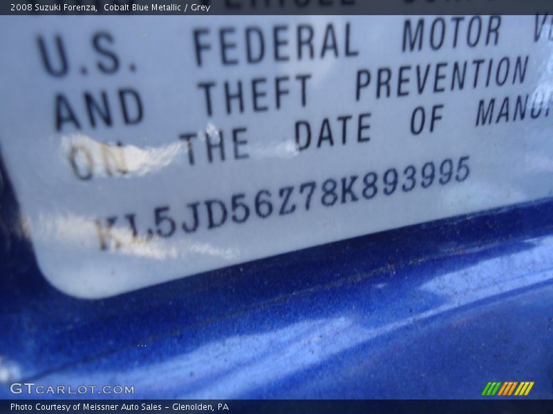 Cobalt Blue Metallic / Grey 2008 Suzuki Forenza