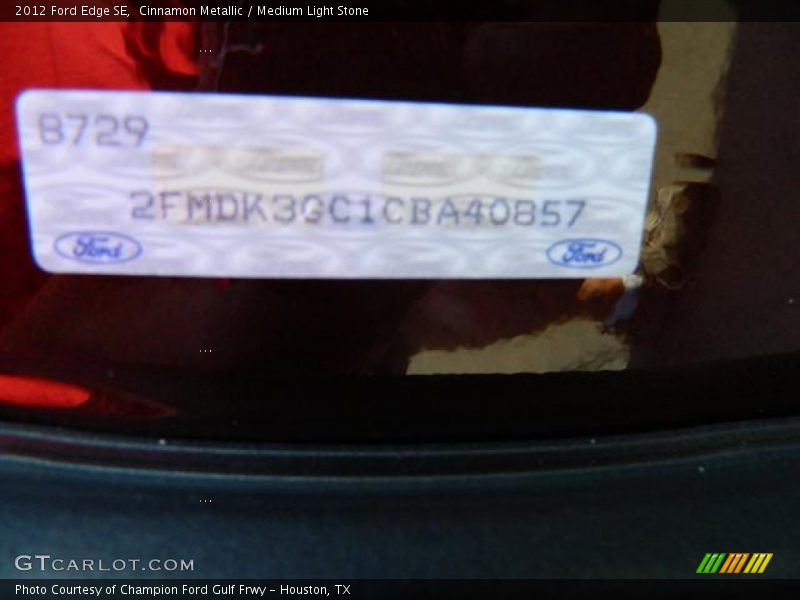 Cinnamon Metallic / Medium Light Stone 2012 Ford Edge SE
