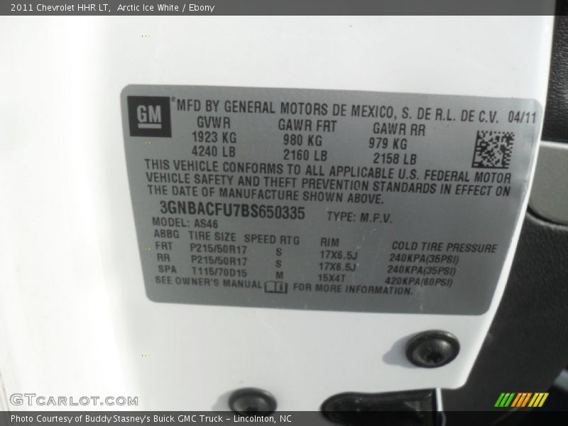 Arctic Ice White / Ebony 2011 Chevrolet HHR LT