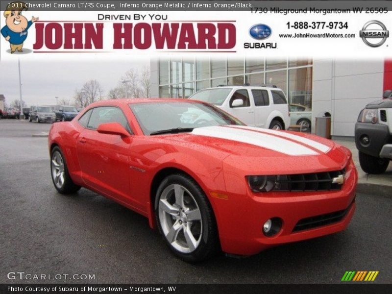 Inferno Orange Metallic / Inferno Orange/Black 2011 Chevrolet Camaro LT/RS Coupe