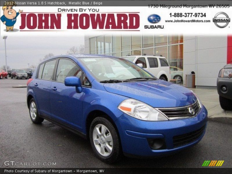 Metallic Blue / Beige 2012 Nissan Versa 1.8 S Hatchback